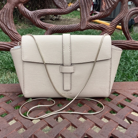 NWT kate spade Riverside St Emmie Warm Beige Chain Strap Leather Crossbody - Picture 8 of 11